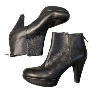 Stuart Weitzman Womens Ankle Platform Boots Black Leather Size 10M Made in Spain